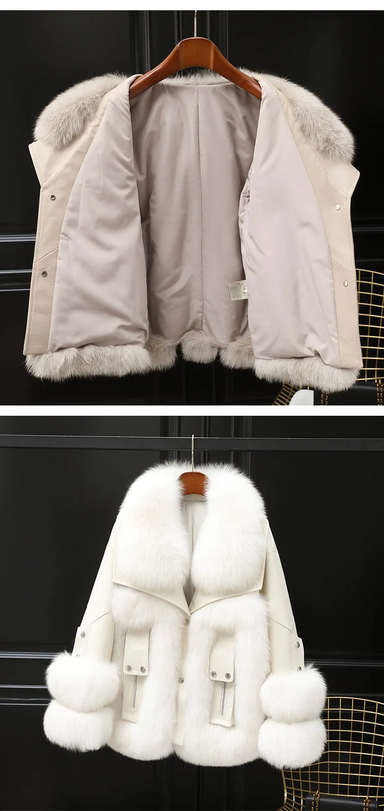 Fox Fur Turf and Genuine Leather Coat