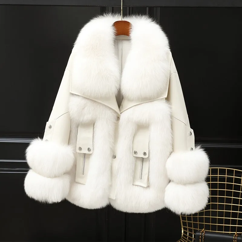 Fox Fur Turf and Genuine Leather Coat