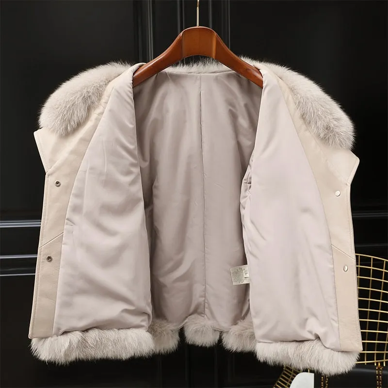 Fox Fur Turf and Genuine Leather Coat