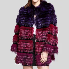 Genuine  Colorful Fox with Rabbit Fur Coats
