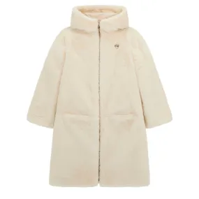 Girls Cream Reversible Faux Fur Coat
