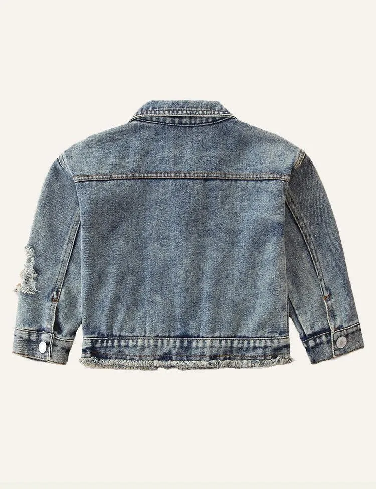 Girl's Denim Sequined Coat