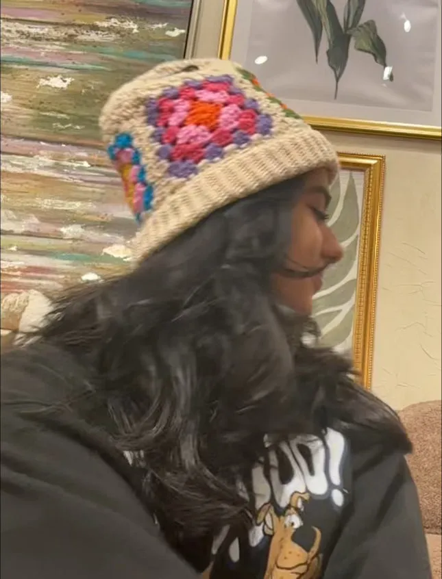 Handmade Crochet Beanie Hat Granny Square Hat