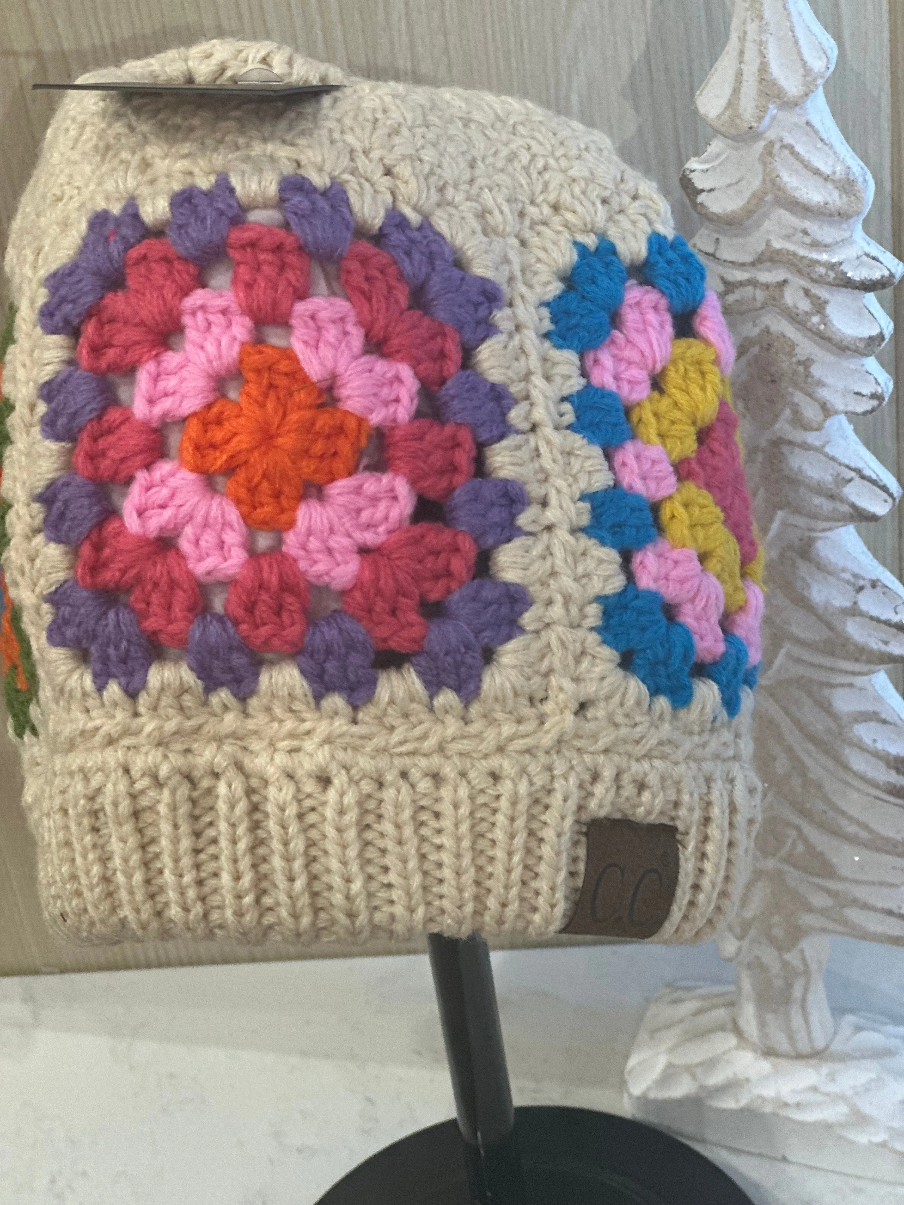 Handmade Crochet Beanie Hat Granny Square Hat