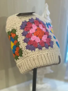 Handmade Crochet Beanie Hat Granny Square Hat