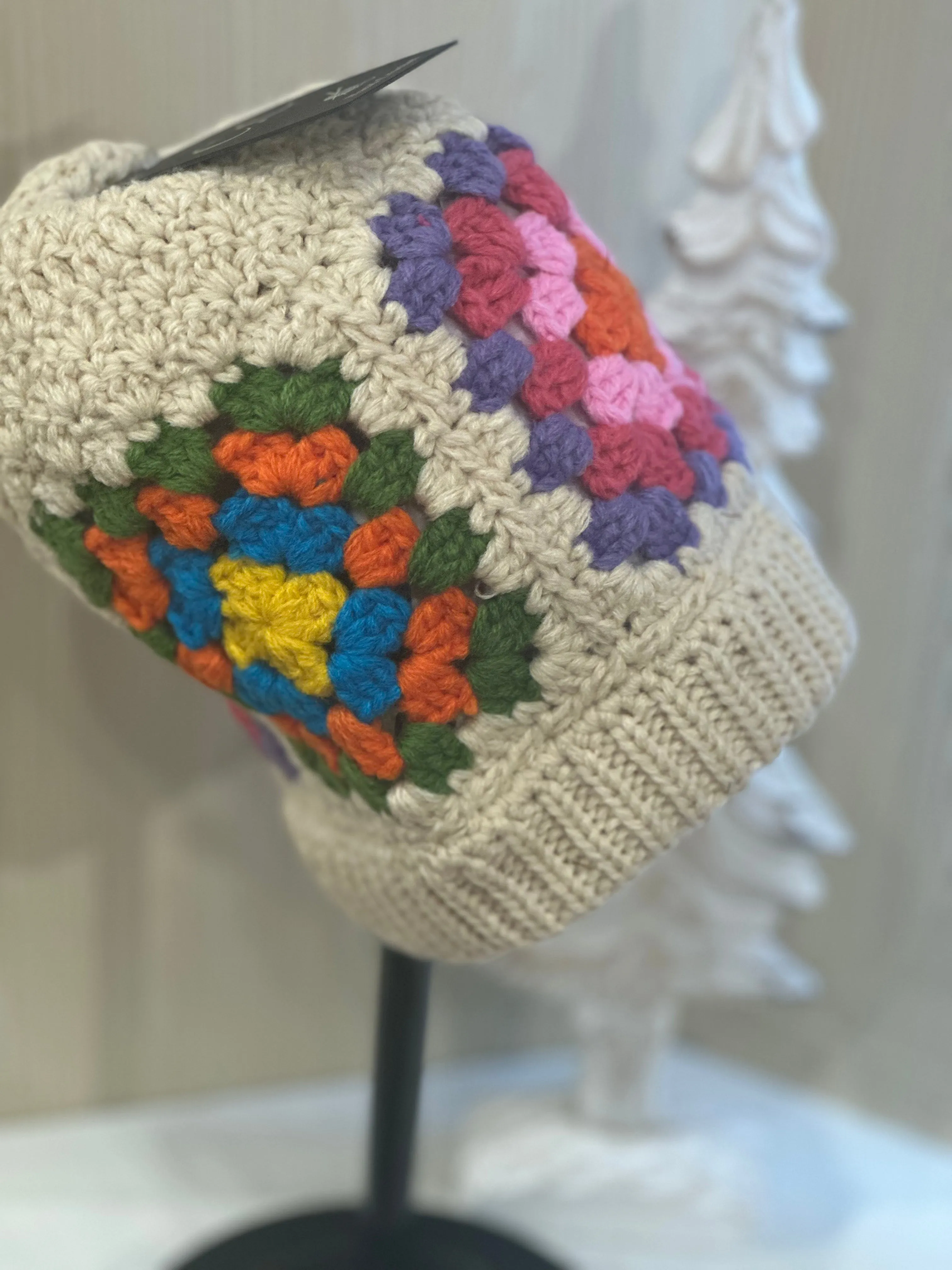 Handmade Crochet Beanie Hat Granny Square Hat