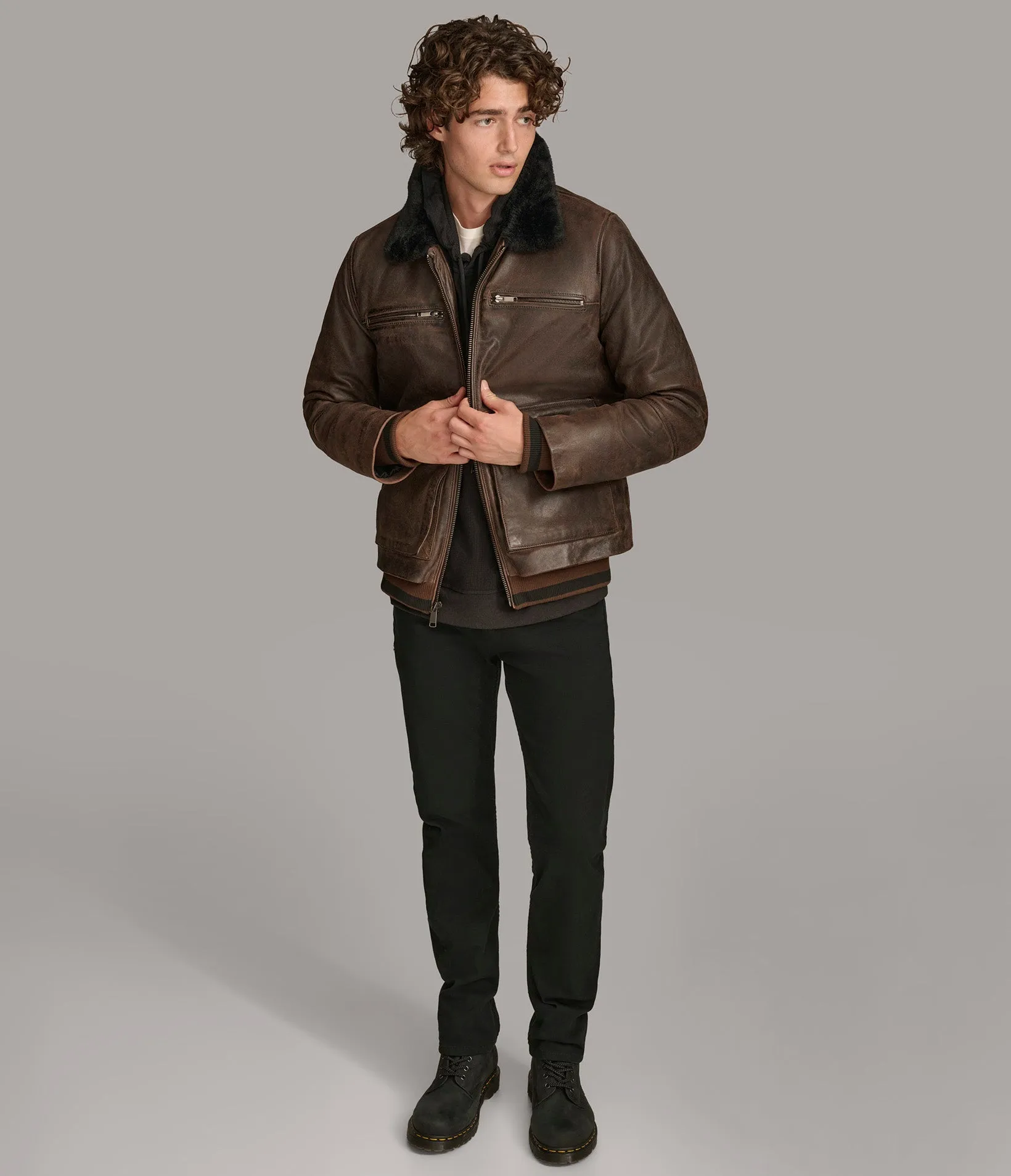 Julian Faux Shearling Aviator Jacket