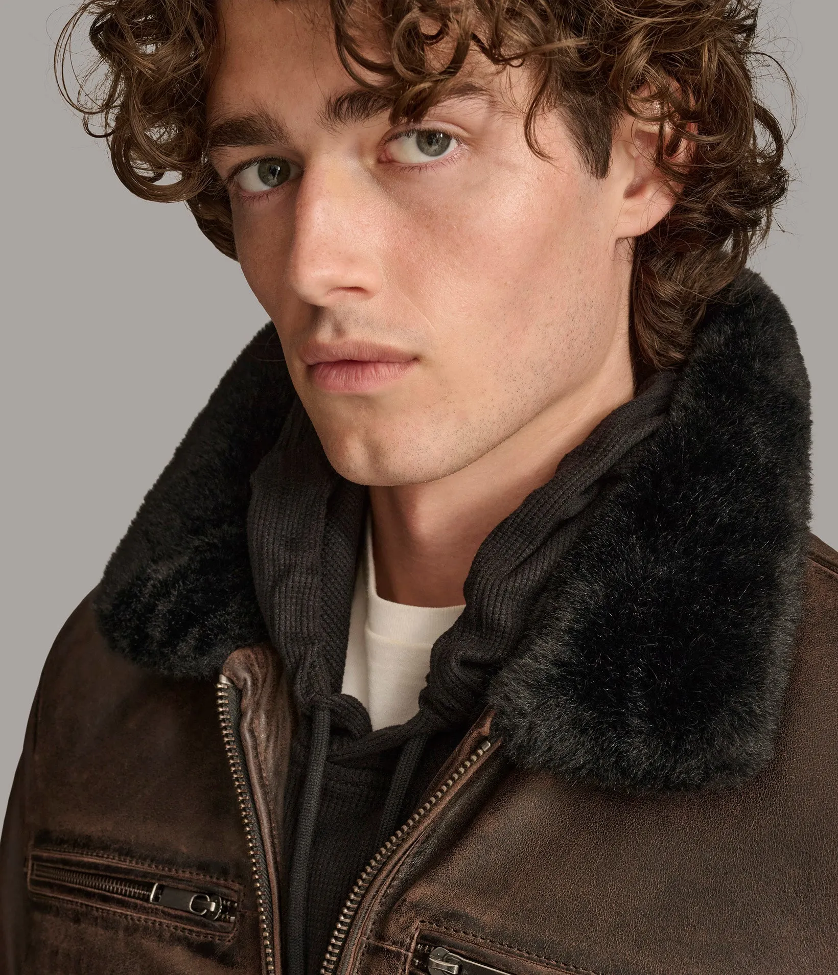 Julian Faux Shearling Aviator Jacket
