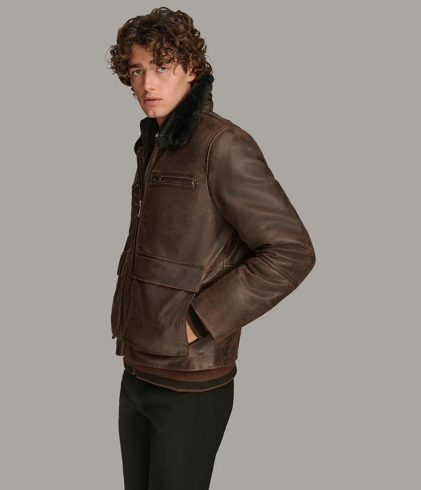 Julian Faux Shearling Aviator Jacket