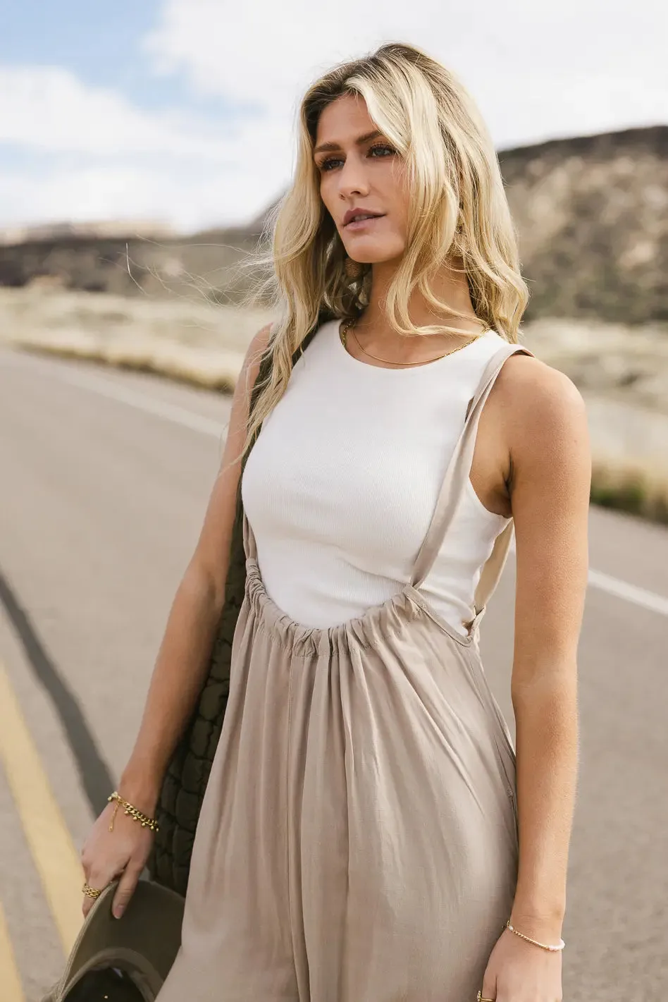 Keely Overall Pants in Sand - FINAL SALE