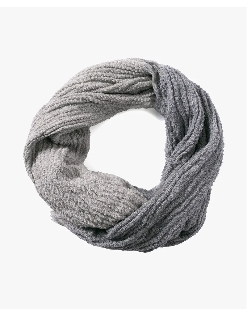 Kobo Oriza Knit Cap, Multi Functional, Cotton and Wool Blend, Split Blue Gray and Light Gray, 9 "