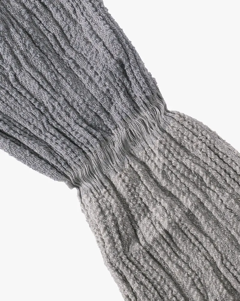 Kobo Oriza Knit Cap, Multi Functional, Cotton and Wool Blend, Split Blue Gray and Light Gray, 9 "