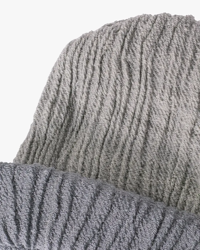 Kobo Oriza Knit Cap, Multi Functional, Cotton and Wool Blend, Split Blue Gray and Light Gray, 9 "