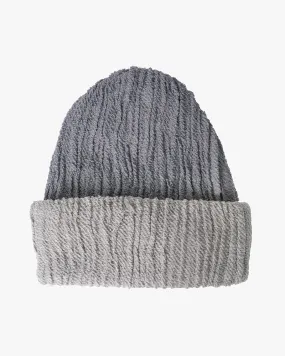 Kobo Oriza Knit Cap, Multi Functional, Cotton and Wool Blend, Split Blue Gray and Light Gray, 9 "