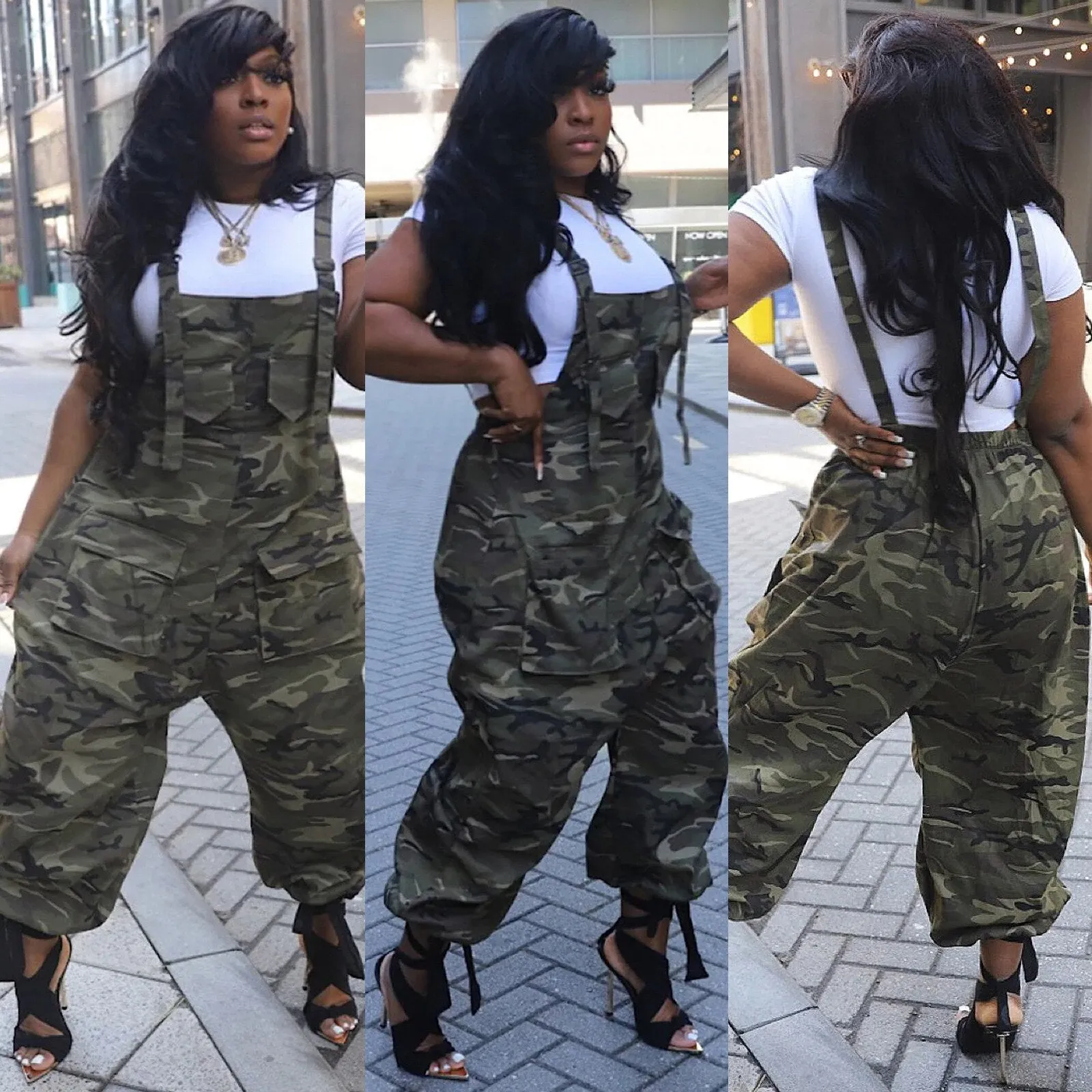 Large Pocket  Camouflage  Overall JumpSuit