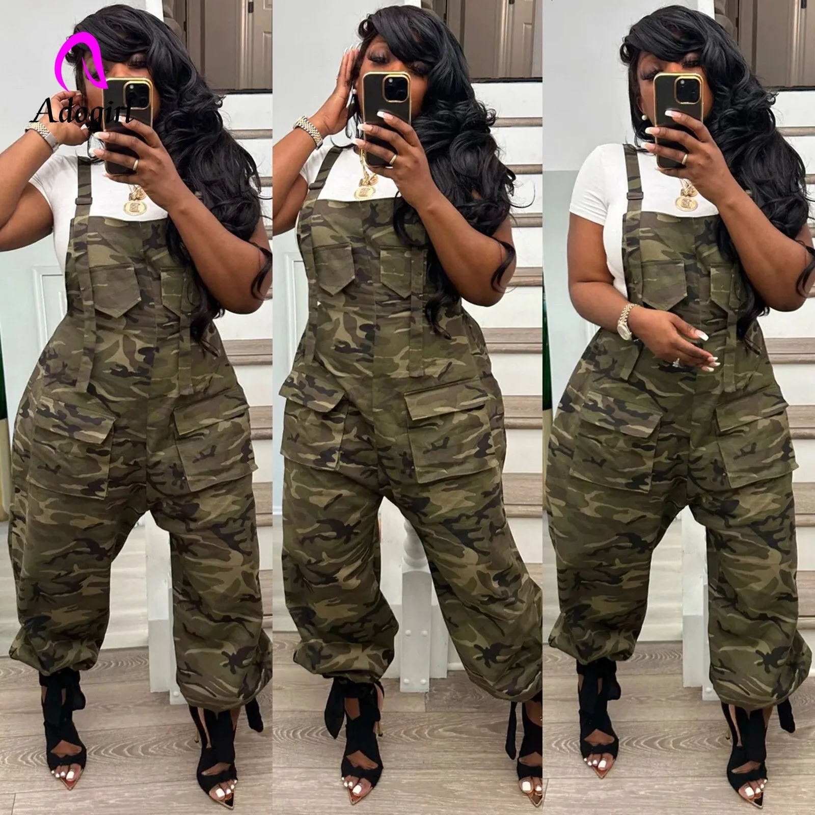 Large Pocket  Camouflage  Overall JumpSuit