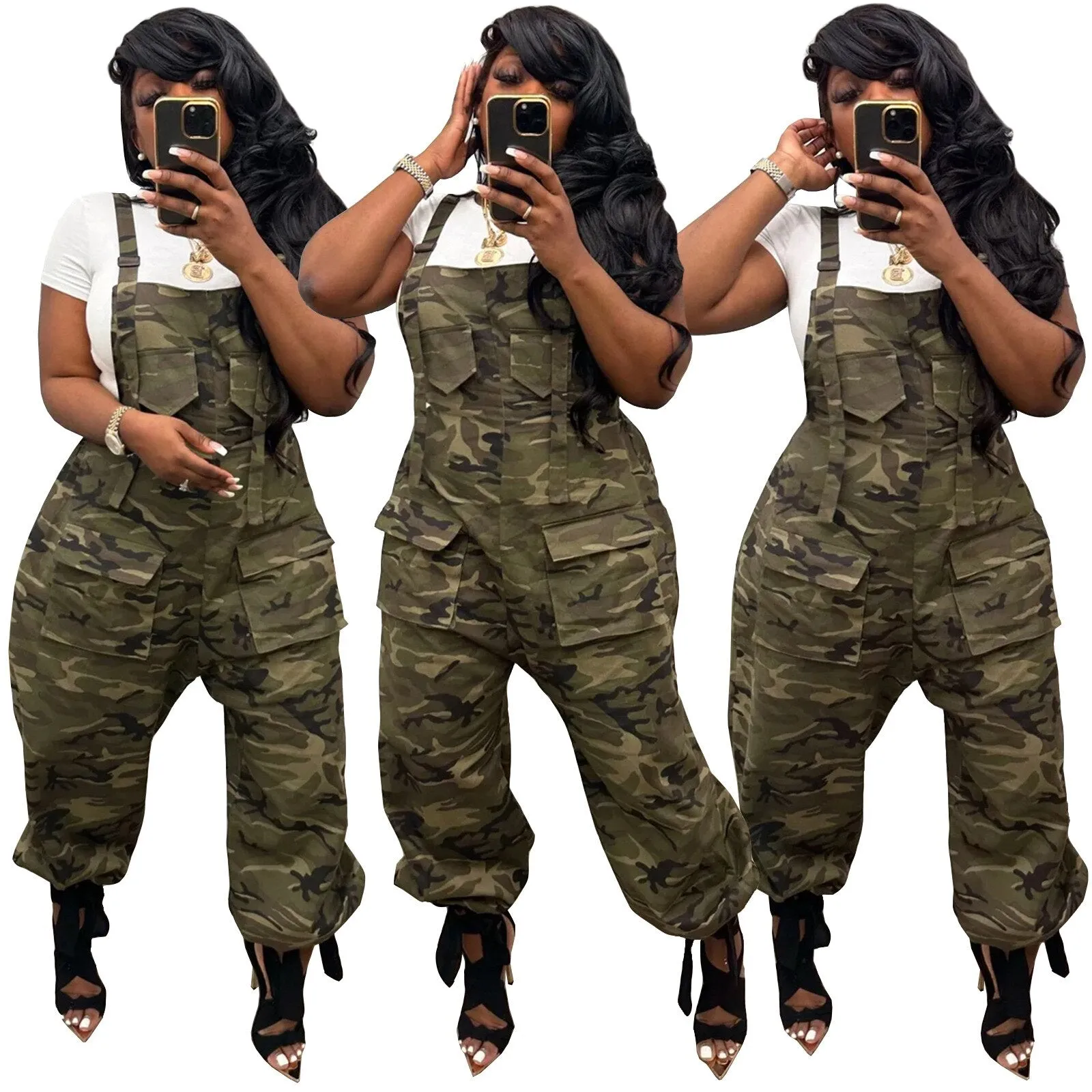 Large Pocket  Camouflage  Overall JumpSuit