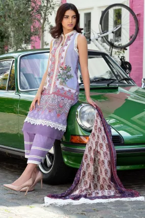 Latest Pakistani printed lawn outfit 2020 in elegant lavender color # E2218
