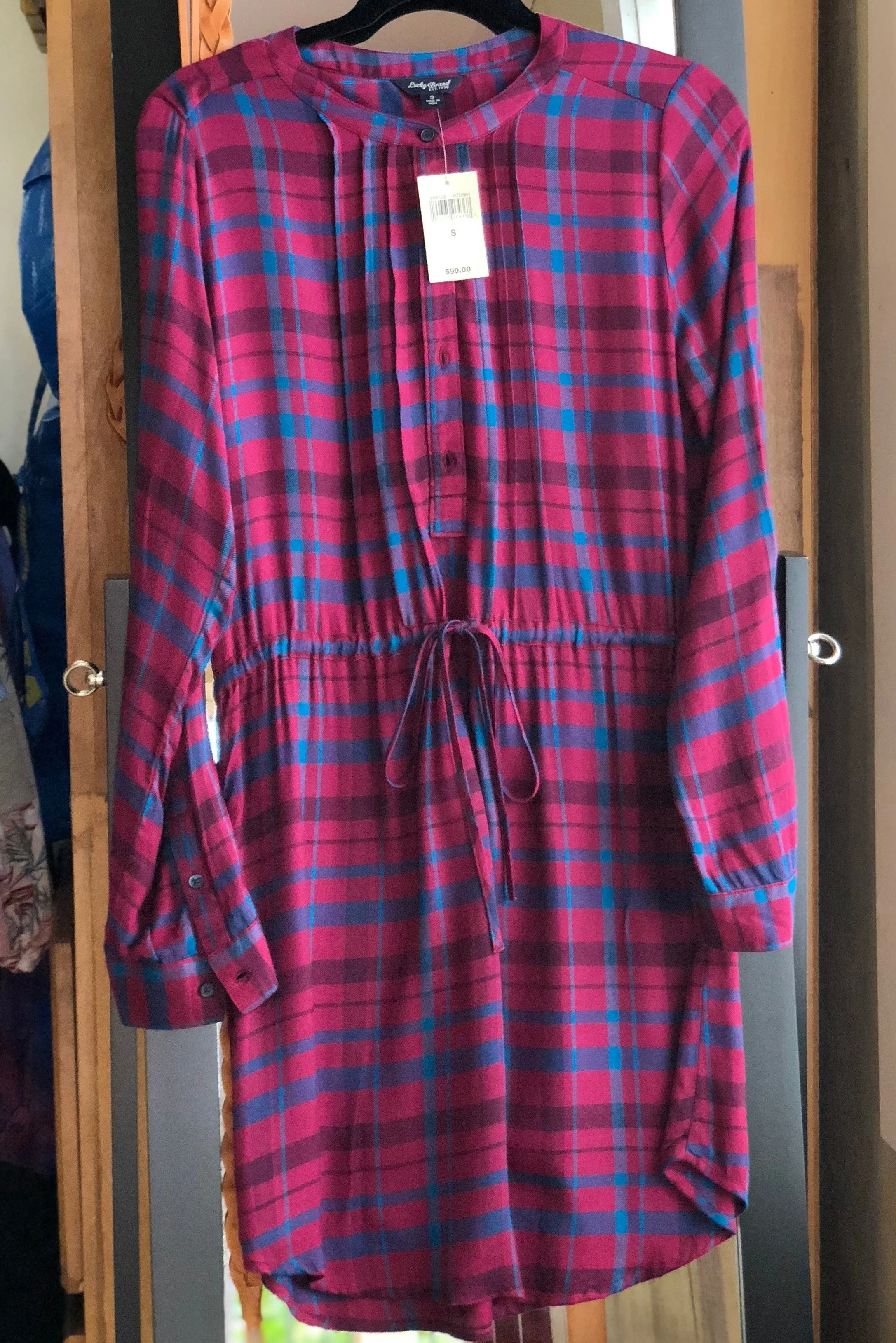 Lucky Brand Bungalow Plaid Dress - Rosewood