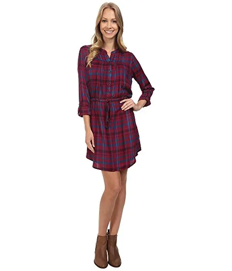 Lucky Brand Bungalow Plaid Dress - Rosewood