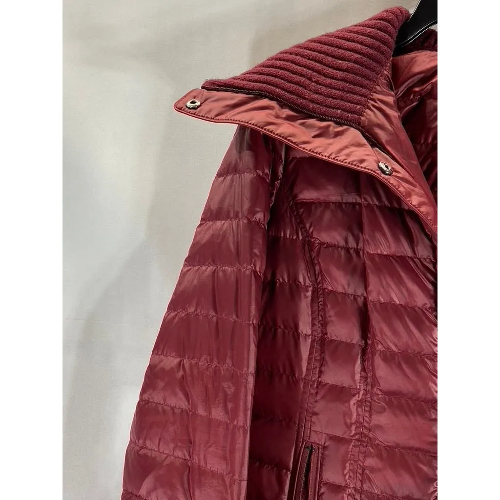 MARC NEW YORK ANDREW MARC Women's Red Zip-Up Snap Button Puffer Jacket SZ S