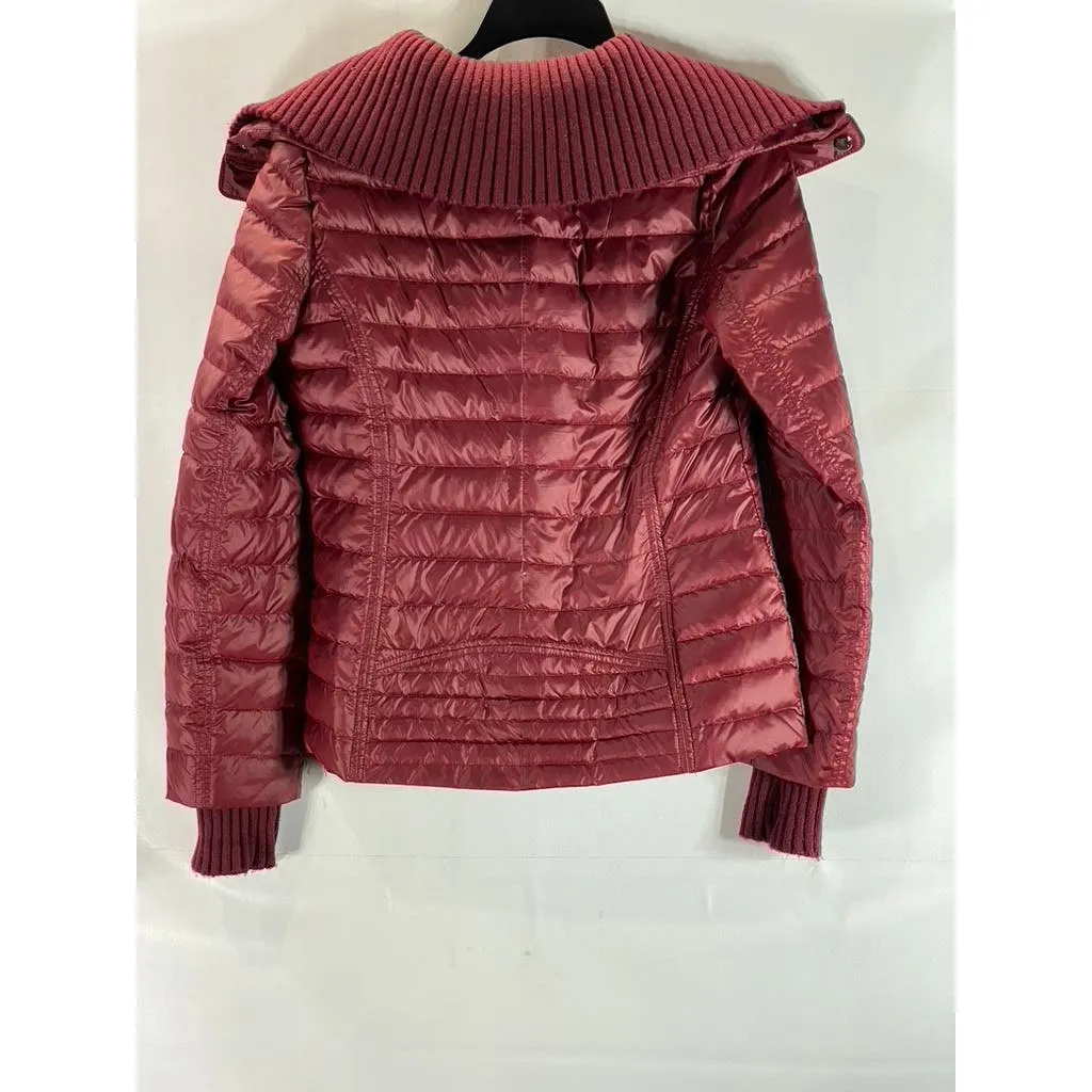 MARC NEW YORK ANDREW MARC Women's Red Zip-Up Snap Button Puffer Jacket SZ S