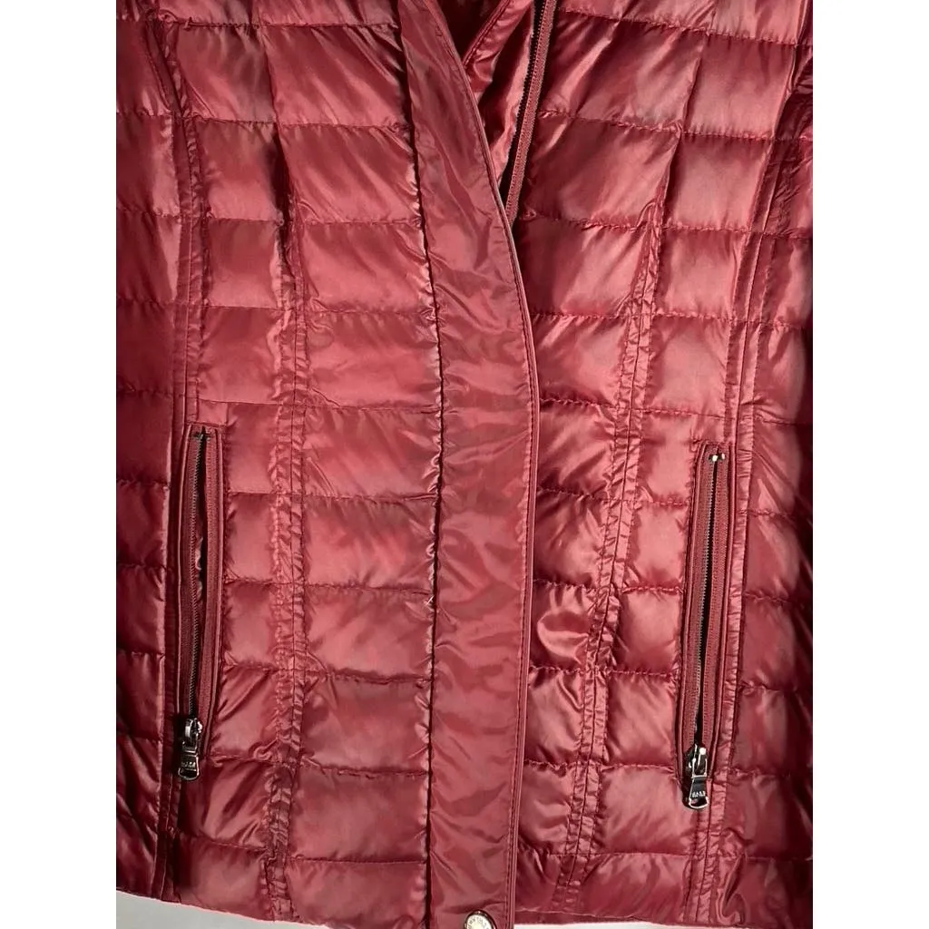 MARC NEW YORK ANDREW MARC Women's Red Zip-Up Snap Button Puffer Jacket SZ S