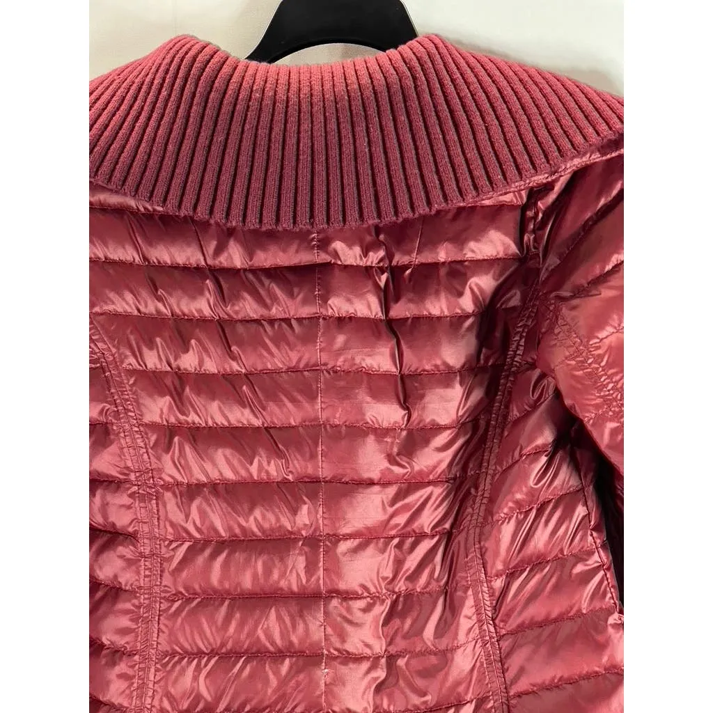 MARC NEW YORK ANDREW MARC Women's Red Zip-Up Snap Button Puffer Jacket SZ S