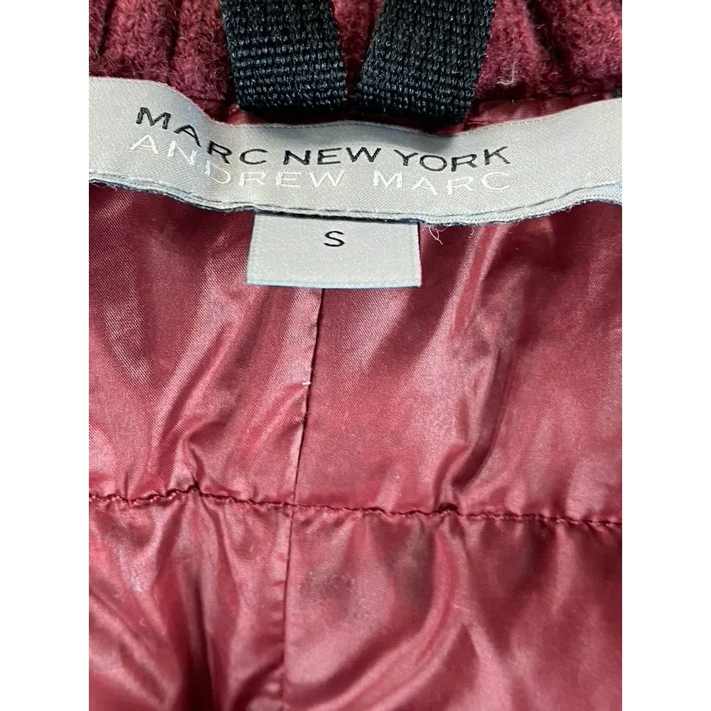 MARC NEW YORK ANDREW MARC Women's Red Zip-Up Snap Button Puffer Jacket SZ S