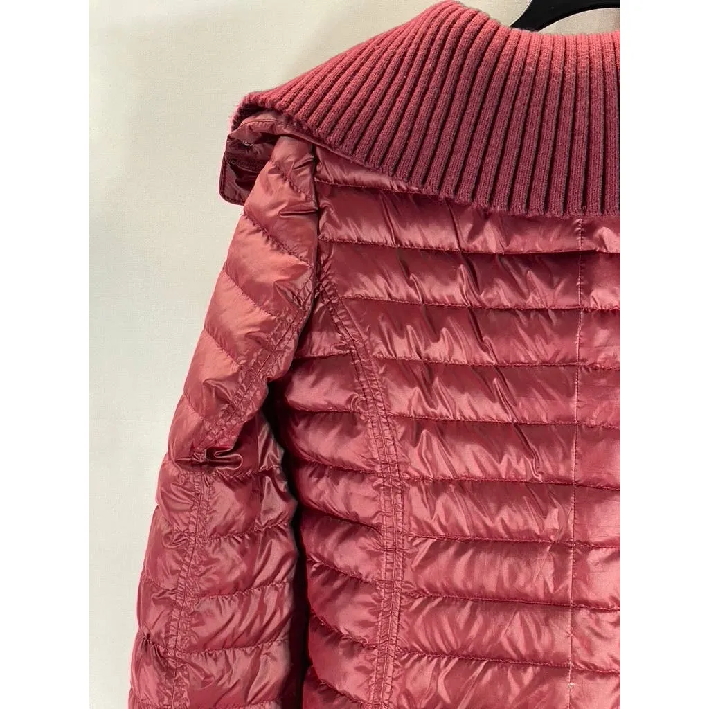MARC NEW YORK ANDREW MARC Women's Red Zip-Up Snap Button Puffer Jacket SZ S
