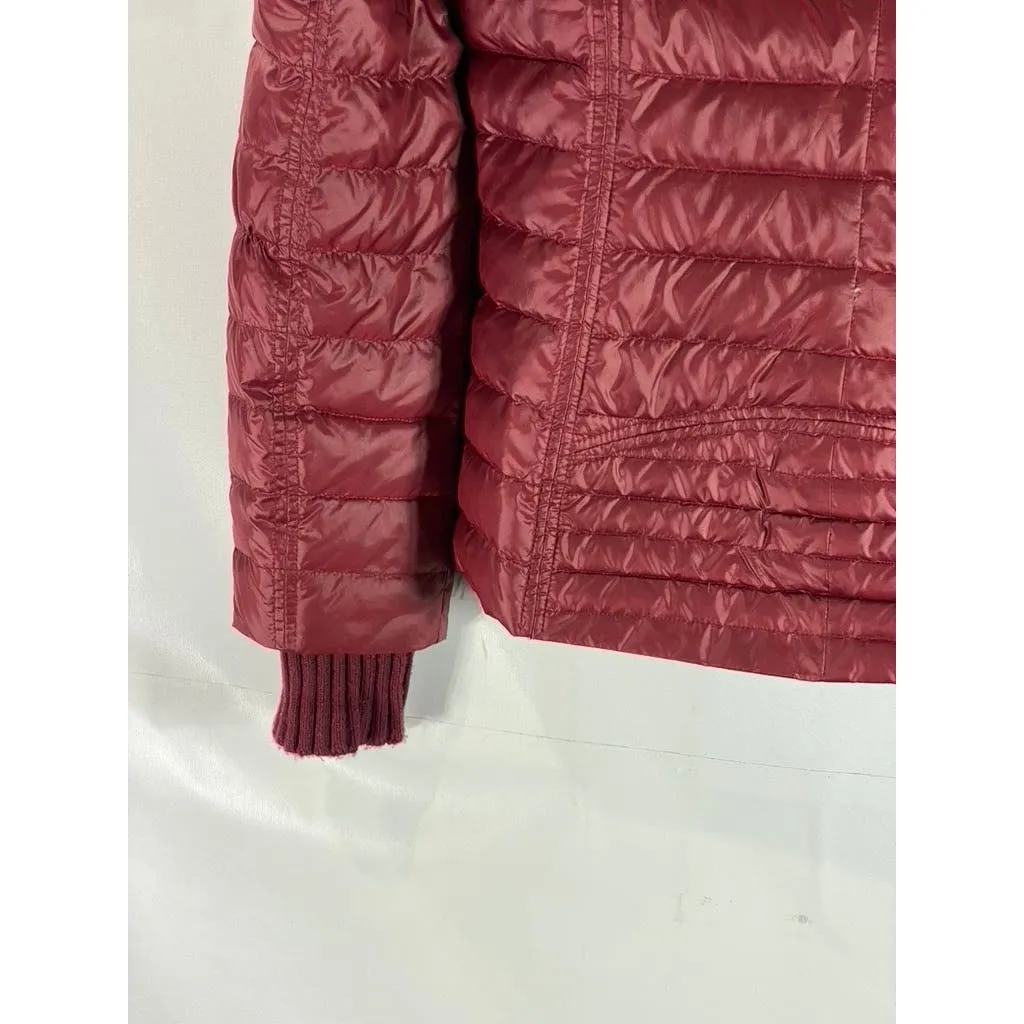 MARC NEW YORK ANDREW MARC Women's Red Zip-Up Snap Button Puffer Jacket SZ S