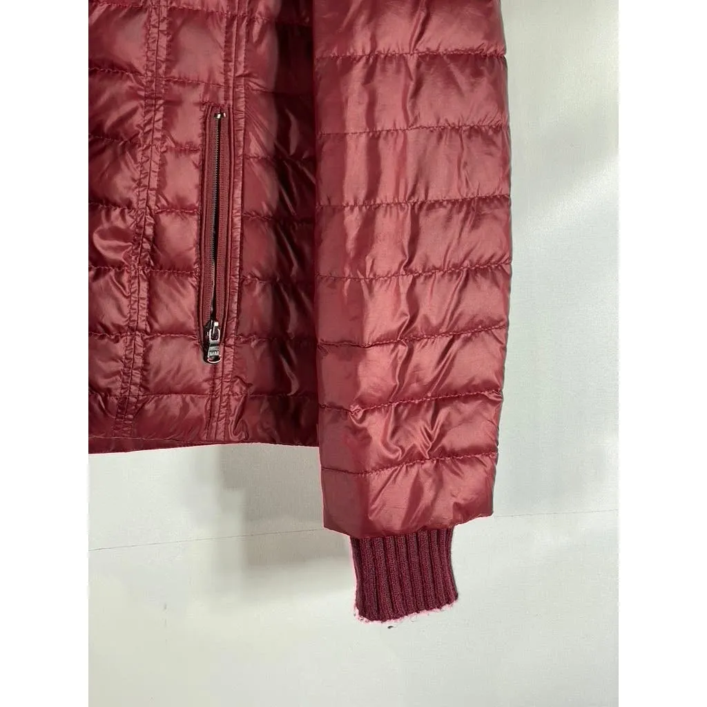 MARC NEW YORK ANDREW MARC Women's Red Zip-Up Snap Button Puffer Jacket SZ S
