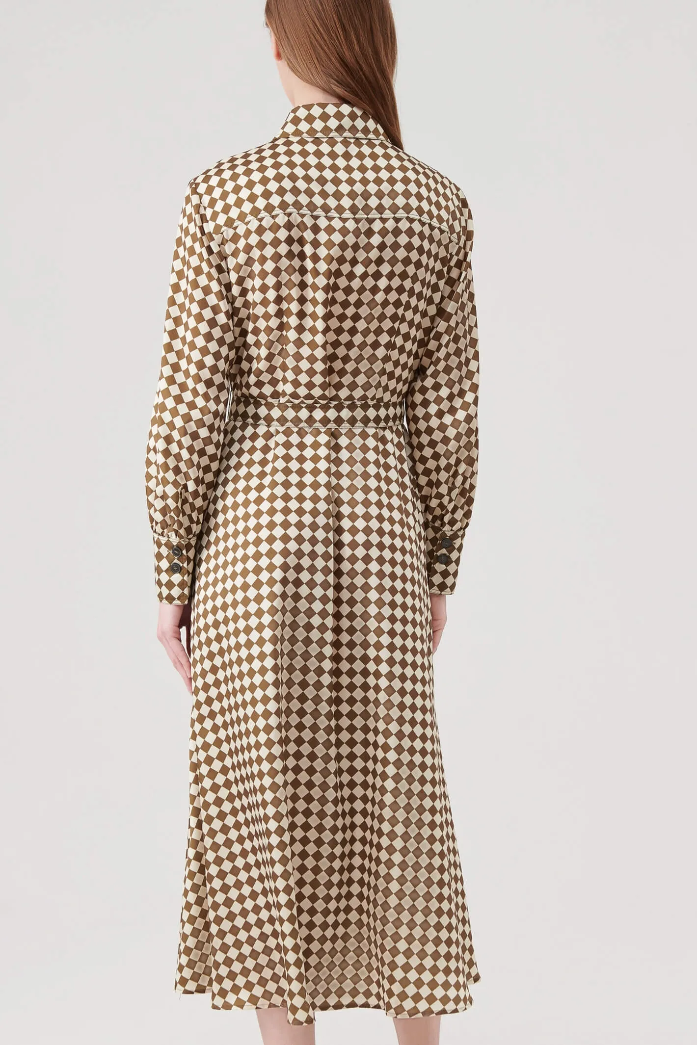 Marella Rovigo 2332261638200 Olive Green Print Shirt Dress
