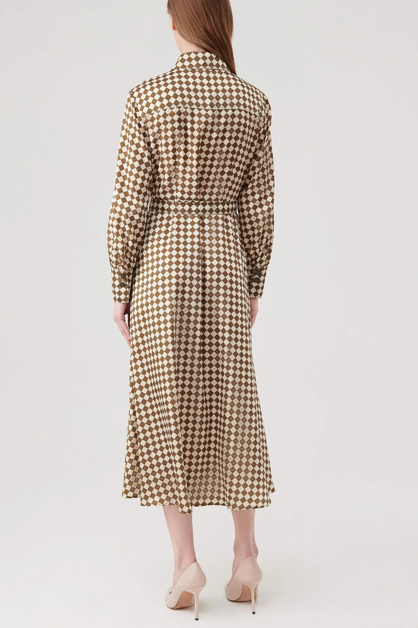 Marella Rovigo 2332261638200 Olive Green Print Shirt Dress
