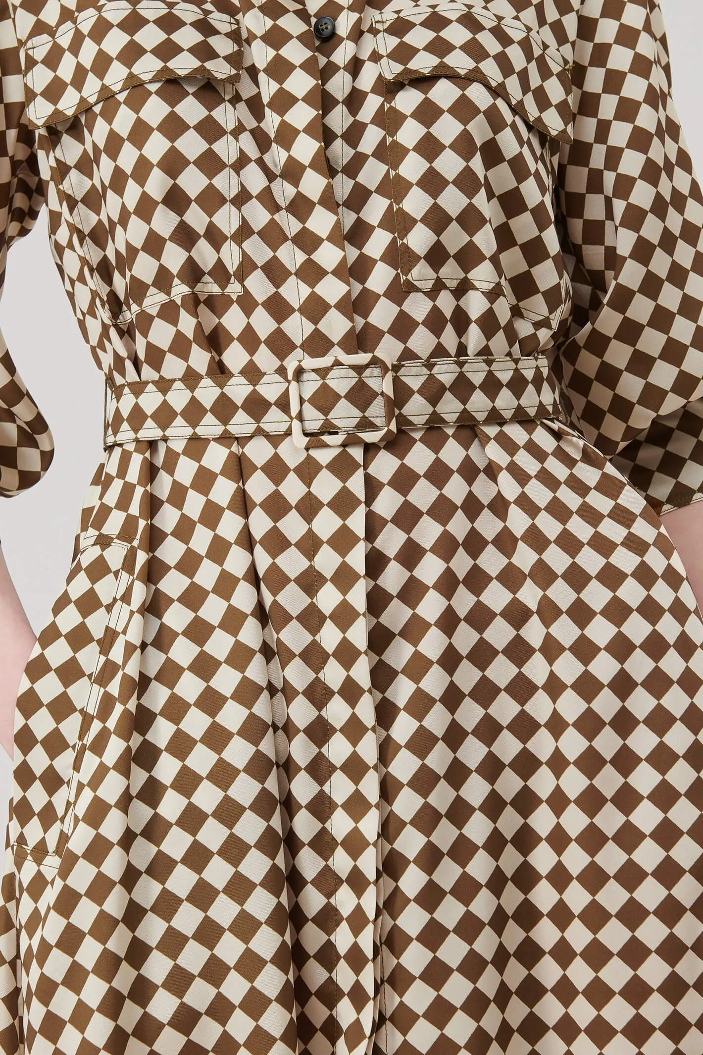 Marella Rovigo 2332261638200 Olive Green Print Shirt Dress