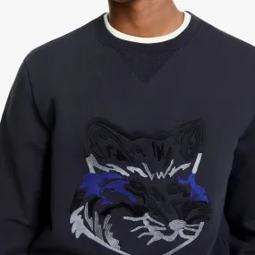Men Big Fox Embroidery Regular Sweatshirt - Anthracite