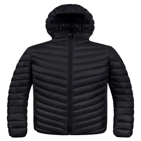 Men's Big and Tall Puffer Jacket Hooded Lightweight Spring Jacket Insulated Puffy Coat Black XL