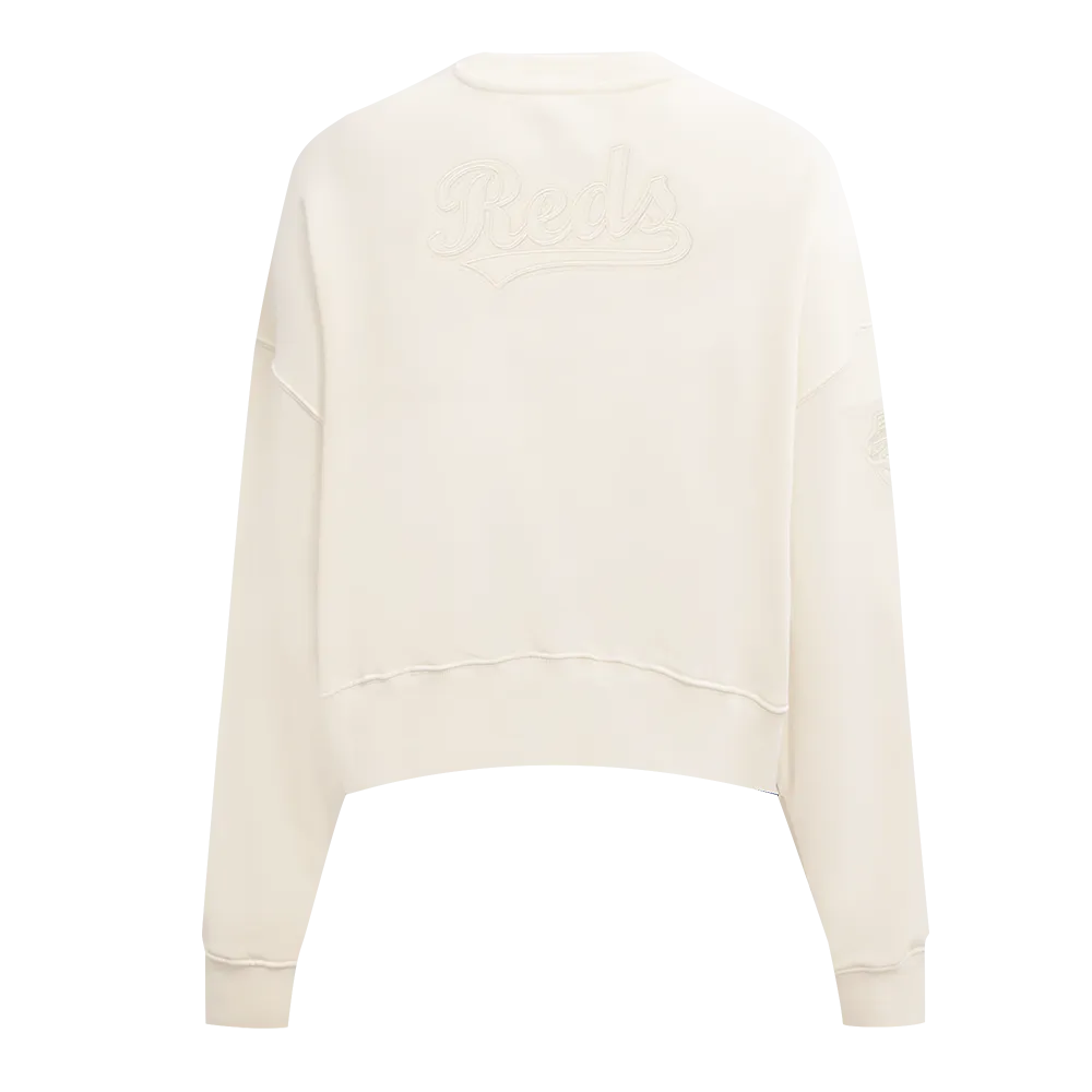 MLB CINCINNATI REDS NEUTRAL WOMEN'S FLC CREWNECK (EGGSHELL)