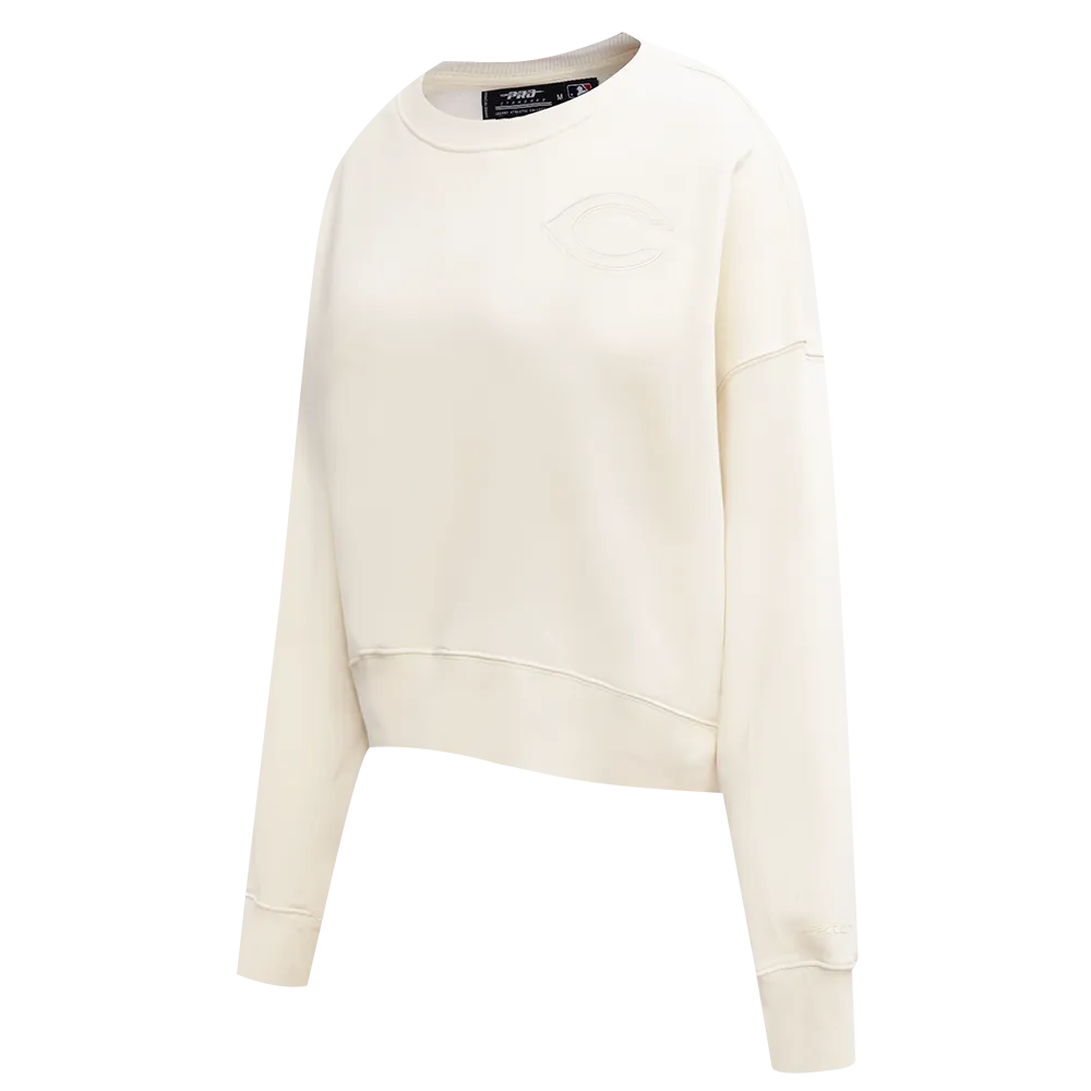 MLB CINCINNATI REDS NEUTRAL WOMEN'S FLC CREWNECK (EGGSHELL)