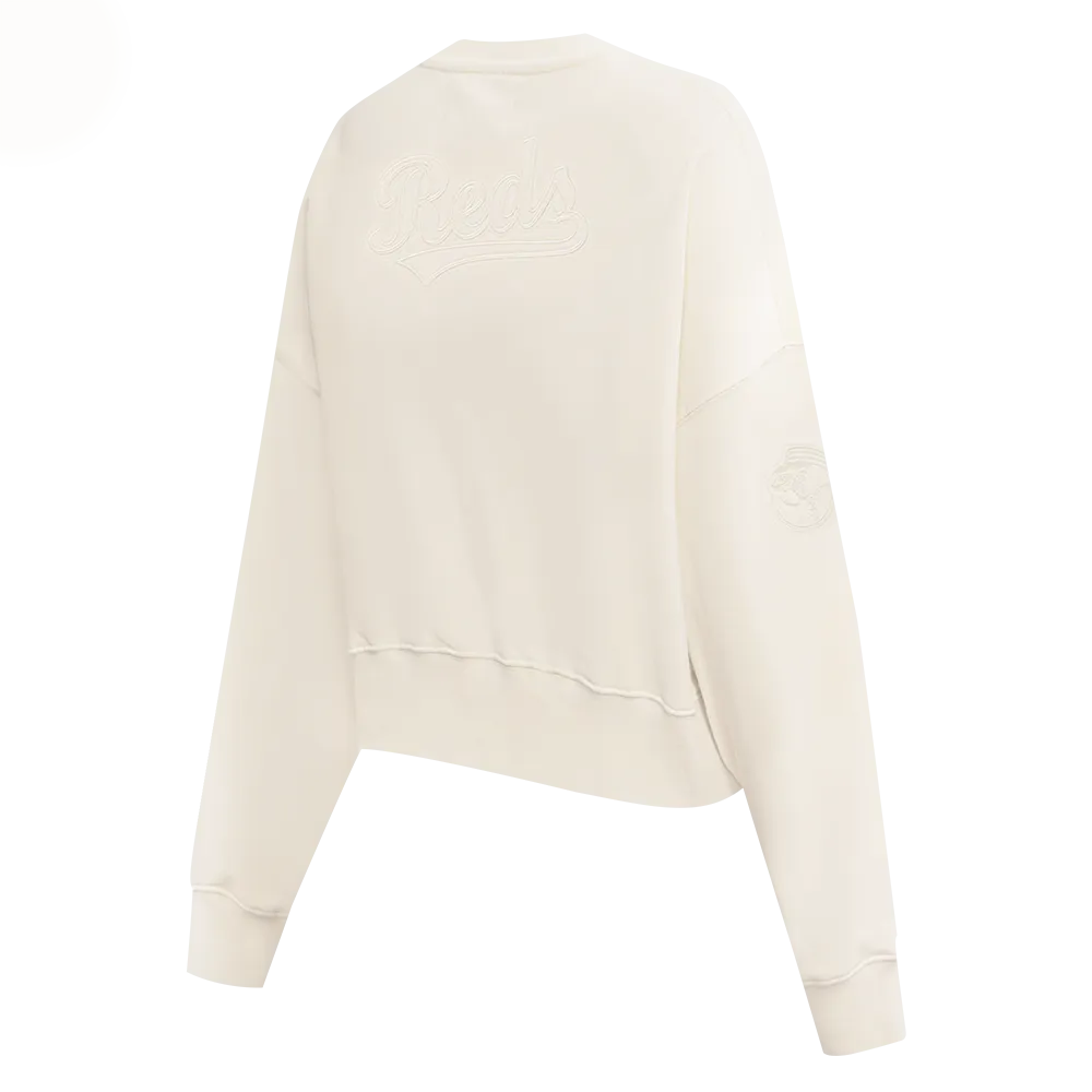 MLB CINCINNATI REDS NEUTRAL WOMEN'S FLC CREWNECK (EGGSHELL)