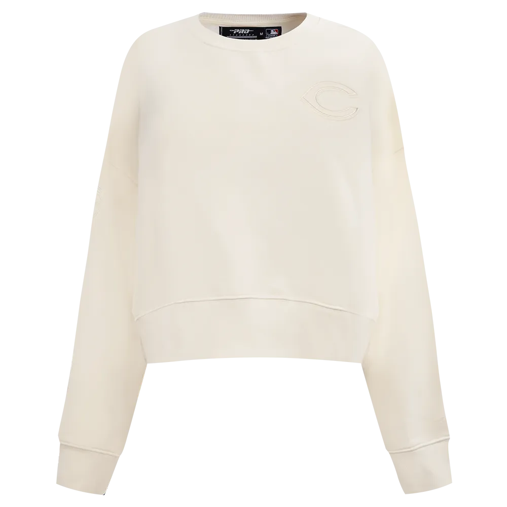 MLB CINCINNATI REDS NEUTRAL WOMEN'S FLC CREWNECK (EGGSHELL)