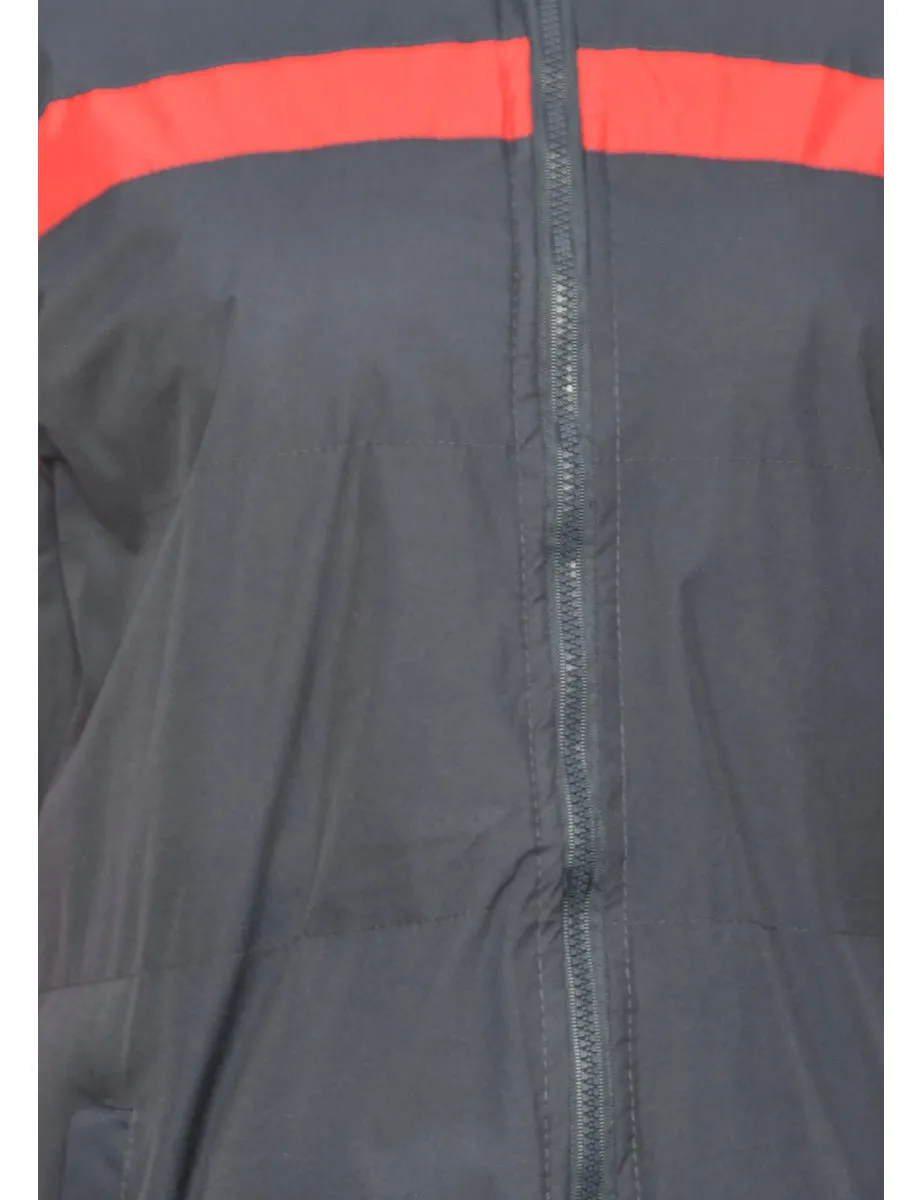 Navy & Red Contrast Puffer Jacket - L
