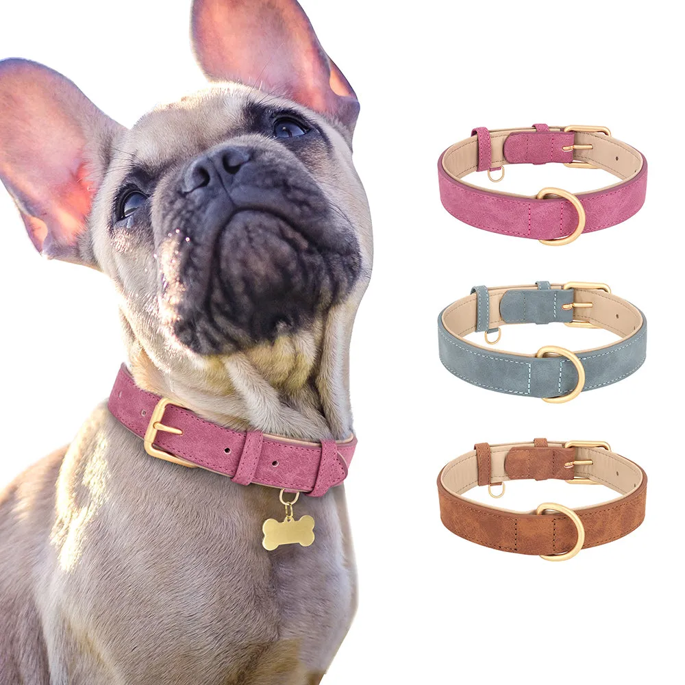 Neutral Earth Soft Suede Leather Dog Collar