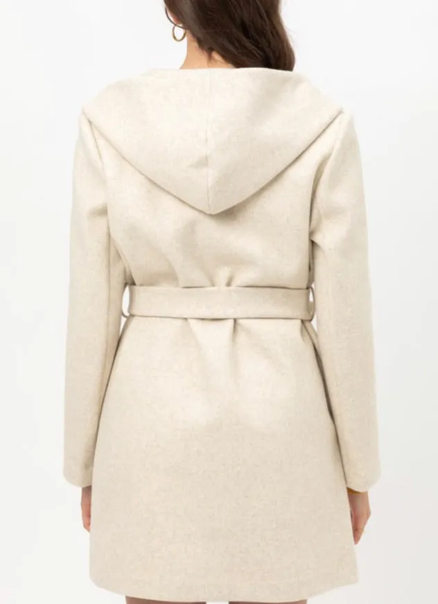 Nori Hooded Belted Coat (oatmeal)
