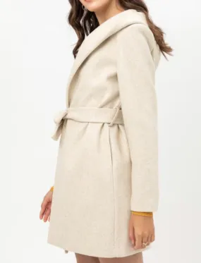 Nori Hooded Belted Coat (oatmeal)