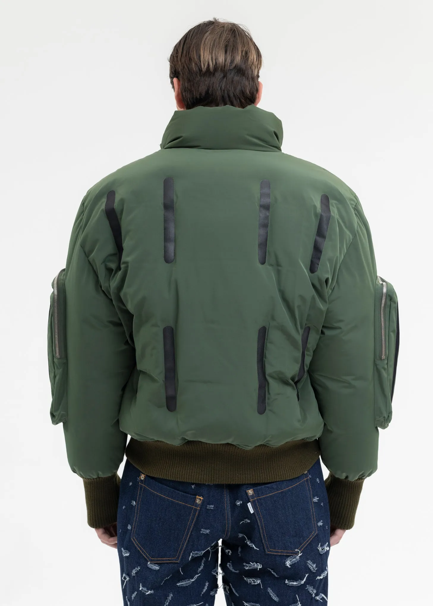 OLIVE SEAM-SEALED DOUBLE FLIGHT JACKET