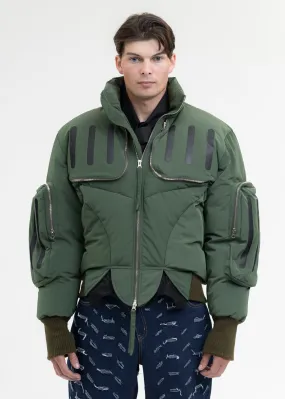 OLIVE SEAM-SEALED DOUBLE FLIGHT JACKET