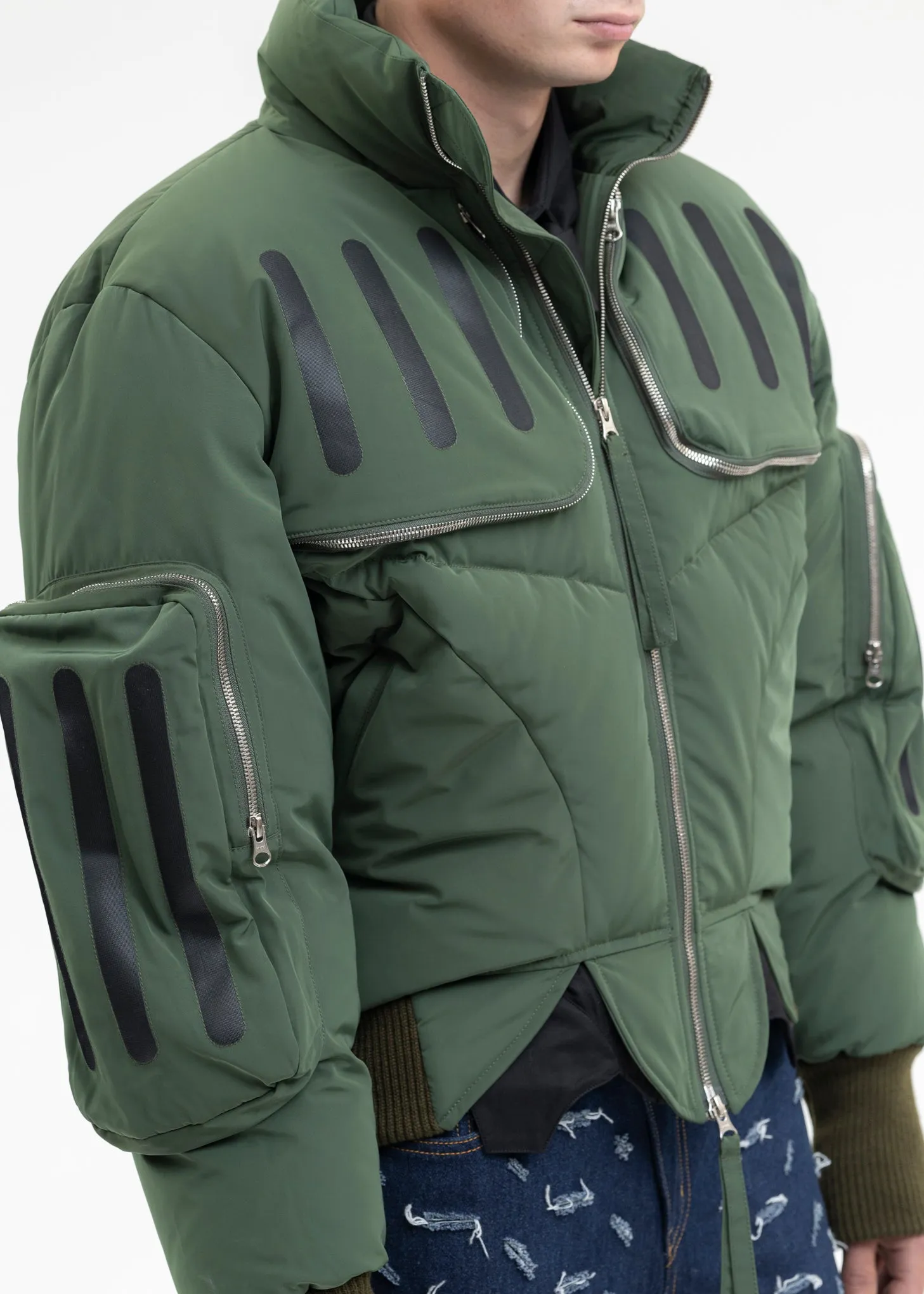 OLIVE SEAM-SEALED DOUBLE FLIGHT JACKET