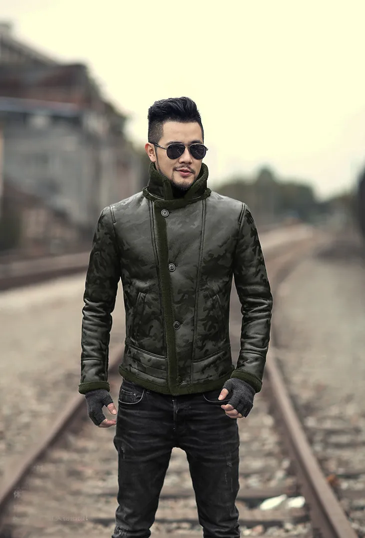 Padrone Luxury Leather Lamb Wool Jacket