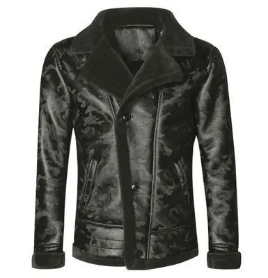 Padrone Luxury Leather Lamb Wool Jacket